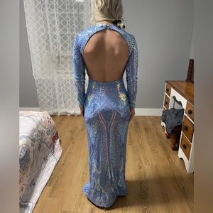 Blue sequin prom dress